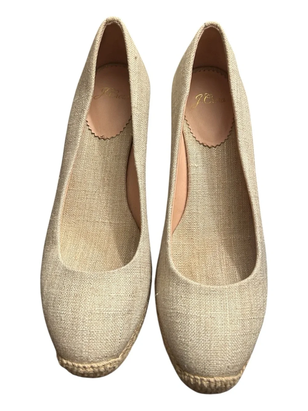 J. Crew Natural Linen Espadrille Wedge Pumps